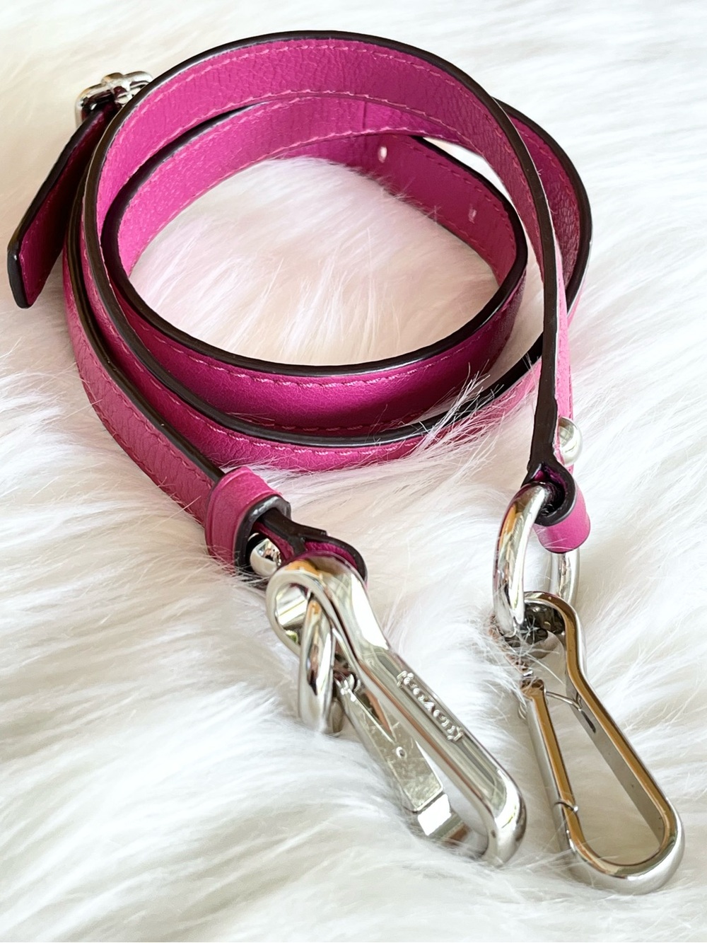 Coach Strap Replacement Pink Leather silver Hardware